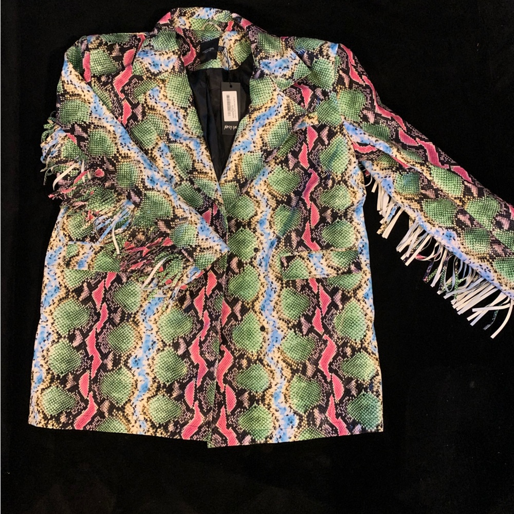 Oversized multicolored- faux snake fringe Blazer